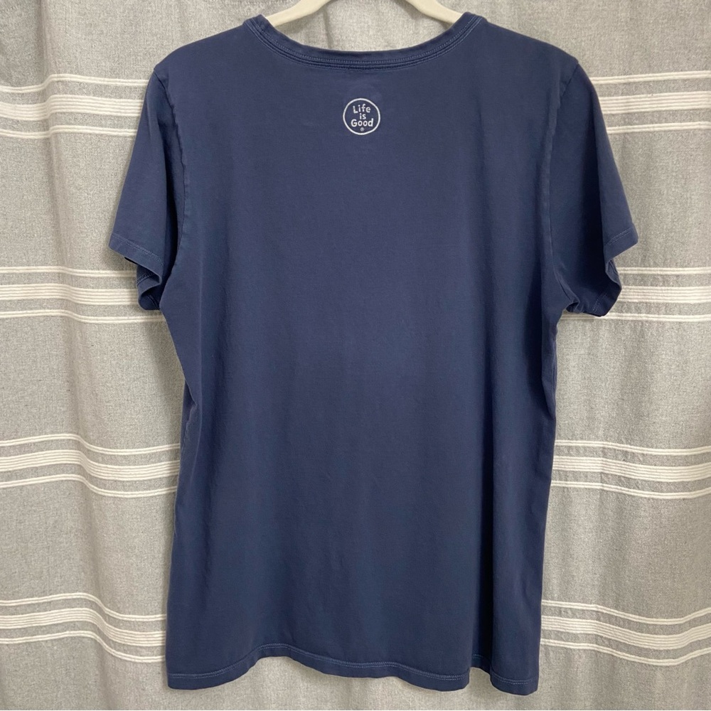 Life Is Good / Adventure Makes Me Happy Smiley Face Ladies Crusher Tee Size L - Picture 2 of 9